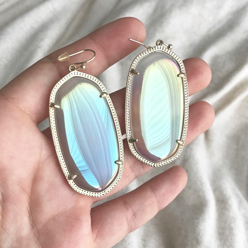 Danielle gold drop earrings in dichroic glass